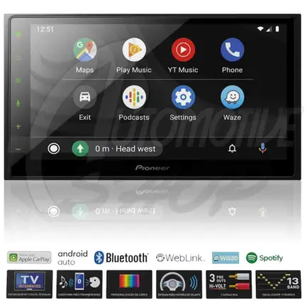 Multimidia Pioneer 6,9" Bluetooth Carplay Android DMHZ5380TV