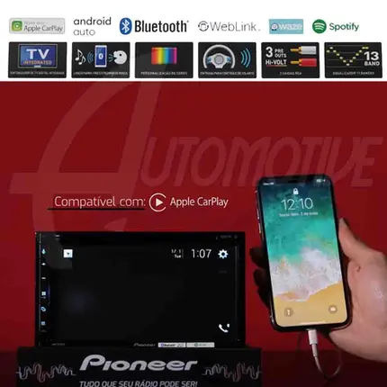 Multimidia Pioneer 6,9" Bluetooth Carplay Android DMHZ5380TV