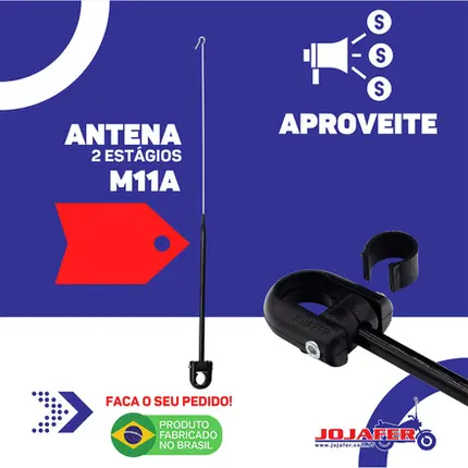 Antena Corta Pipa Moto Retrátil Guidao Aço Inox Preto M11A