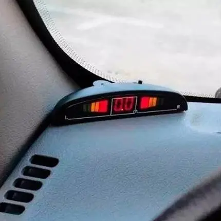 Sensor Estac Re Visor Led Meia Lua 4pts Aviso Sonoro Grafite