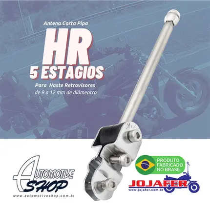 Antena Corta Pipa Moto Retrátil Retrovisor Inox 9/12Pta HRC6