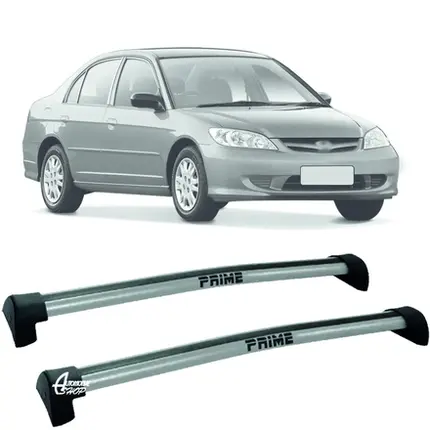 Rack Teto Aluminio Prime Honda Civic 04 até 06 Prata PR099