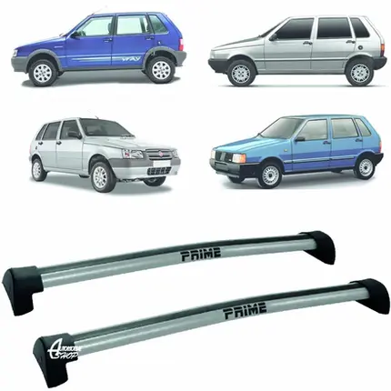 Rack Teto Aluminio Prime Fiat Uno 84 até 13 4pts Prata PR001