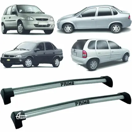 Rack Teto Aluminio Prime Corsa Classic Wind 4PTS Prata PR010