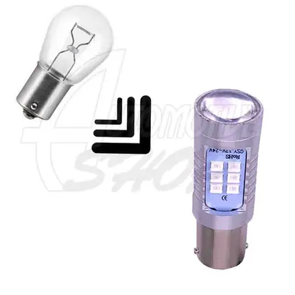 Lâmpada 1156 P21/5W 12/24v Um Polo 21 Leds Pro Ambar Laranja