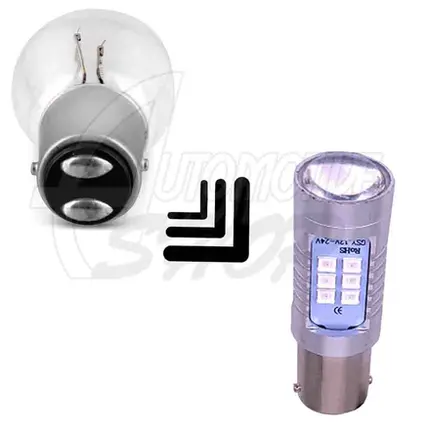 Lâmpada 1157 P21/5W 12/24v Dois Polos 21 Leds Projecto Branc