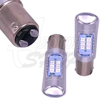 Lâmpada 1157 P21/5W 12/24v Dois Polos 21 Leds Projector Verm