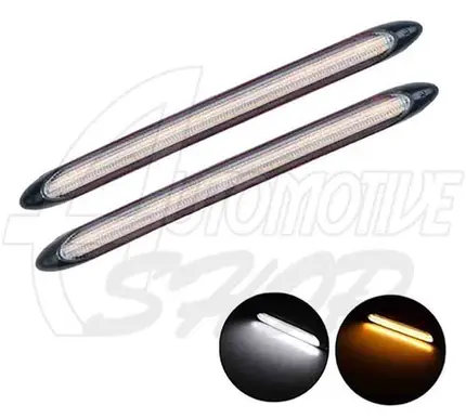Kit Barra DRL Far Aux Rigido LED Branco Amarelo 12v 23cm Par