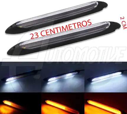 Kit Barra DRL Far Aux Rigido LED Branco Amarelo 12v 23cm Par
