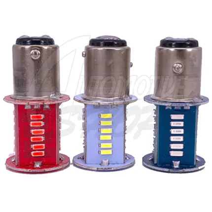 Lampada Dois Polos P21/5W 1157 30 Leds Estrobo Vermelho