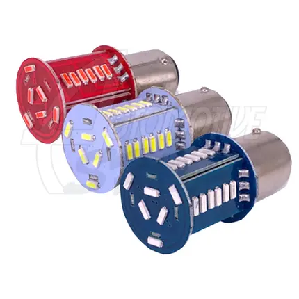 Lampada Dois Polos P21/5W 1157 30 Leds Estrobo Vermelho