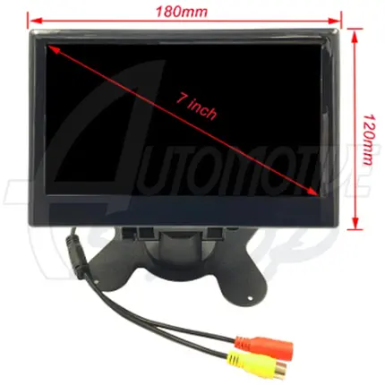 Tela LCD 7" + Camera Ré Digital TFT 12V 2x Entradas RCA Cor