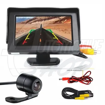 Tela LED 4.3 + Camera Ré Digital TFT 12V 2x Entradas RCA Cor