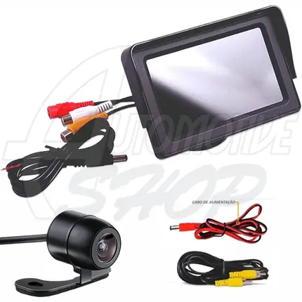 Tela LED 4.3 + Camera Ré Digital TFT 12V 2x Entradas RCA Cor