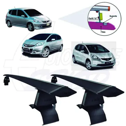 Rack de Teto Vhip Aluminio Honda Fit 03 até 2012 C.1010PTO