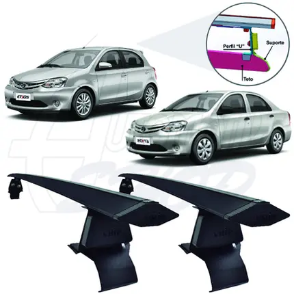 Rack de Teto Vhip Aluminio Toyota Etios Sedan Hatch C.992PTO