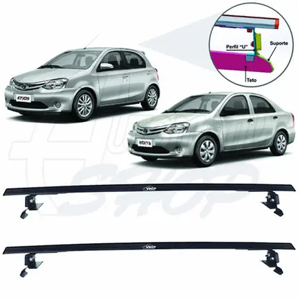 Rack de Teto Vhip Aluminio Toyota Etios Sedan Hatch C.992PTO