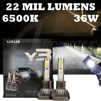 Kit Ultra Led Y3 Super Branco 6500K 36W 22.000 Mil Lumens H4