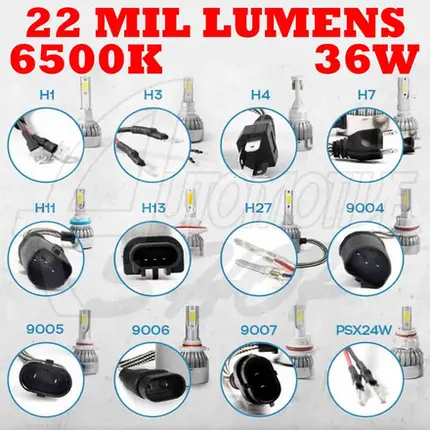 Kit Ultra Led Y3 Super Branco 6500K 36W 22.000 Mil Lumens H4