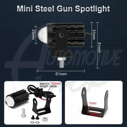 Farol Aux Milha Projector Moto Amarelo Branco 10mil lumens