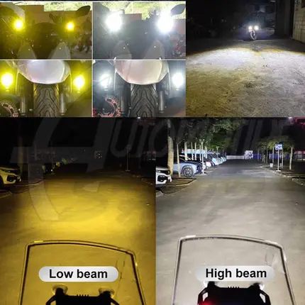 Farol Aux Milha Projector Moto Amarelo Branco 10mil lumens
