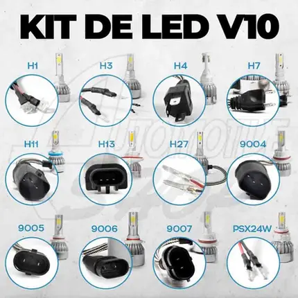 Kit Ultra Led V10 Super Branco 6500K 30W 20.000 Lumens H1