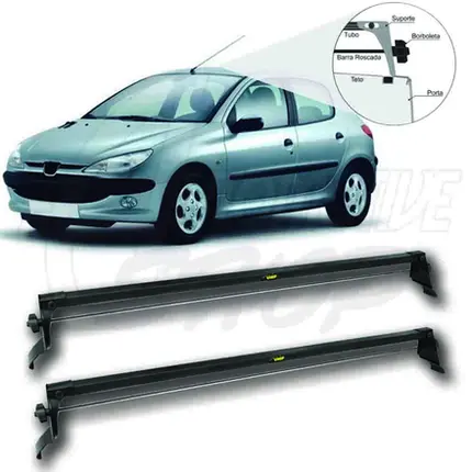 Rack de Teto Vhip Fix.Porta Peugeot 206 207 4 Pts Tods C.924