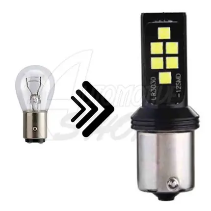 Lâmpada Um Polo 1156 P21W 12 Leds SMD Cambus Canceller Bco