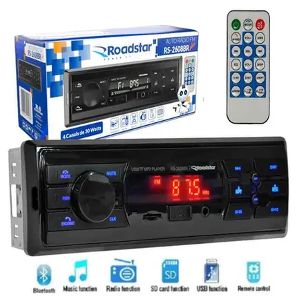 Som/ Radio Auto Mp3 Roadstar rs2608br Usb Buetooth AUX