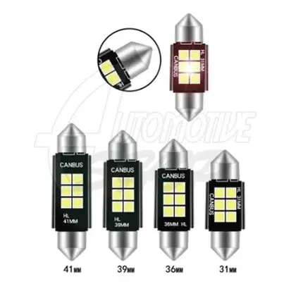 Lampada Torpedo de 6 Leds SMD 36mm Cambus Super Branco Un.