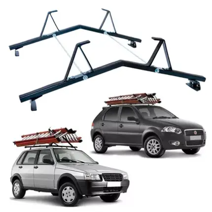 Rack de teto Porta Escada100kg Furar Todos Carros Van PRETO