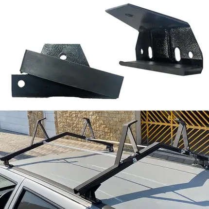 Rack de teto Porta Escada100kg Furar Todos Carros Van PRETO