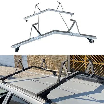 Rack de teto Porta Escada100kg Furar Todos Carros Van PRATA