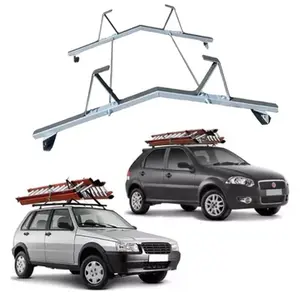 Rack de teto Porta Escada100kg Furar Todos Carros Van PRATA